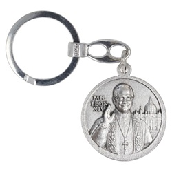 PAPE LEON XIV PORTE CLES METAL ARGENTE