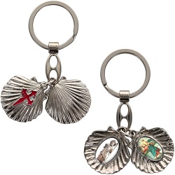 SAINT JACQUES CHRISTOPHE PORTE CLES OUVRANT COQUILLE METAL ARGENTE