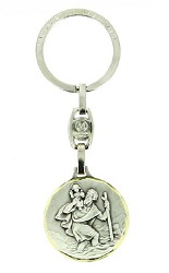 SAINT CHRISTOPHE ROND POURTOUR DORE PORTE CLES FABRICATION FRANCAISE
