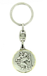 SAINT CHRISTOPHE ROND POURTOUR DORE PORTE CLES FABRICATION FRANCAISE