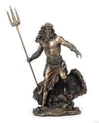 POSEIDON SUR VAGUE FACON BRONZE STATUE SCULPTURE