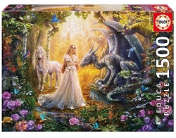 PUZZLE 1500 PIECES DRAGON PRINCESSE ET LICORNE