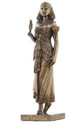 REINE EGYPTIENNE TENANT ANUBIS FACON BRONZE STATUE