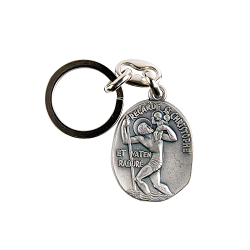 SAINT CHRISTOPHE REGARDE PORTE CLES METAL ARGENTE