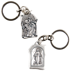 SAINT CHRISTOPHE VIERGE PARCHEMIN PORTE CLES METAL ARGENTE