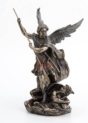 ARCHANGE SAINT MICHEL AU DEMON 21 CMS FACON BRONZE STATUE SCULPTURE