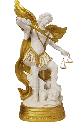 ARCHANGE SAINT MICHEL BLANC ET OR AU CHOIX 20 CMS / 14 CMS