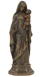 VIERGE ET L ENFANT FACON BRONZE STATUE SCULPTURE 20 CMS