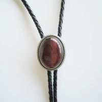 BOLO TIE CRAVATE WESTERN PLAQUE ARGENT OEIL DE TIGRE