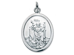 SAINT CHRISTOPHE PENDENTIF MEDAILLE OVALE ARGENT COLLIER