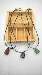 AGATE AVENTURINE OBSIDIENNE PENDENTIF BOITE DE RANGEMENT