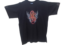 TEE SHIRT NOIR DRAGON ROUGE TAILLE AU CHOIX