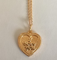 PENDENTIF COEUR I LOVE YOU PLAQUE OR CHAINE