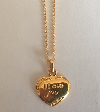 PENDENTIF COEUR I LOVE YOU PLAQUE OR CHAINE
