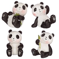 PANDAS FIGURINES ASSORTIES EN RESINE LOT DE 4